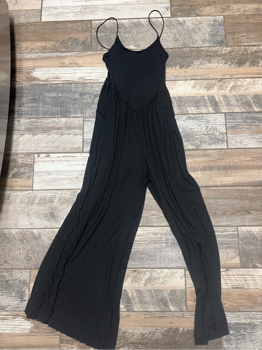 American Eagle Outfitters Black Wide-Leg Spaghetti Strap Jumpsuit